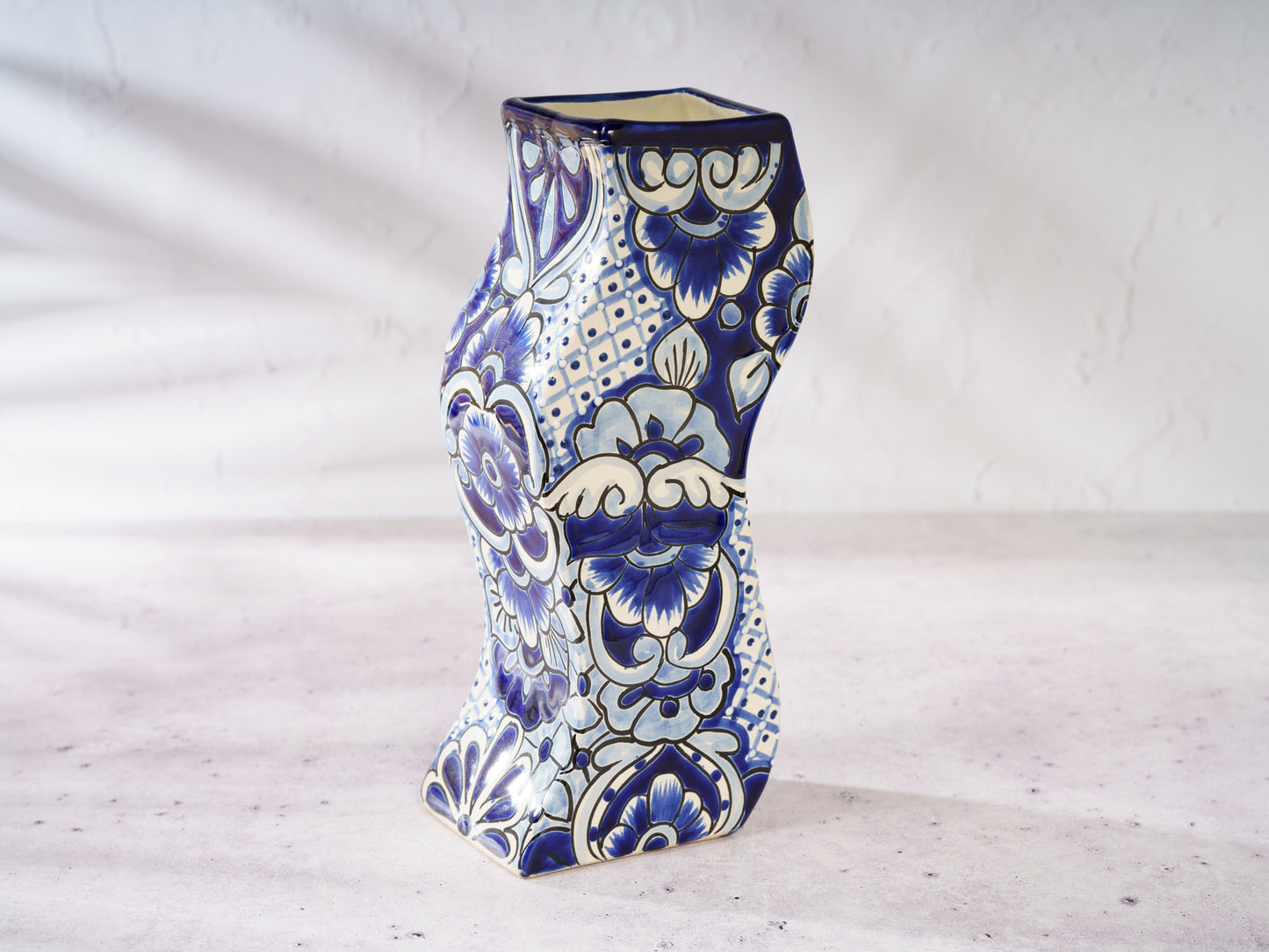 Zig Zag Vase - Cobalt-White