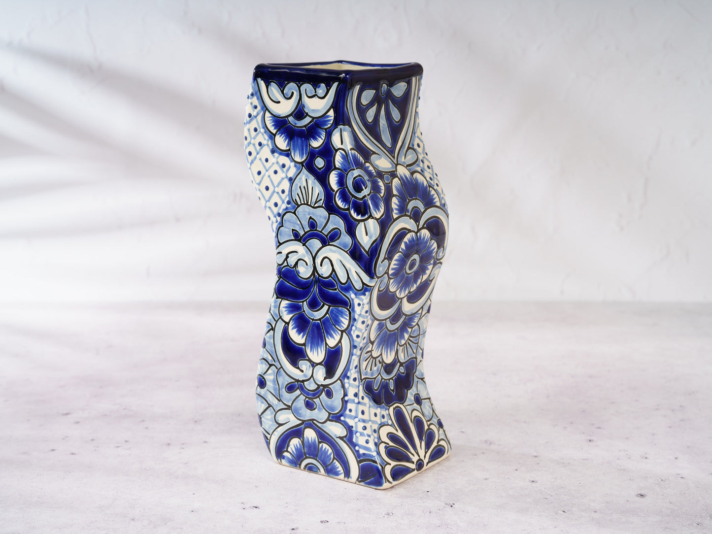 Zig Zag Vase - Cobalt-White