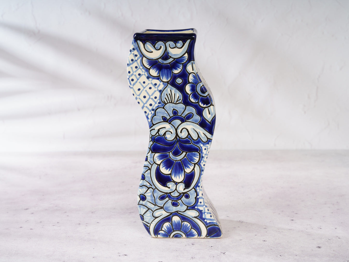 Zig Zag Vase - Cobalt-White