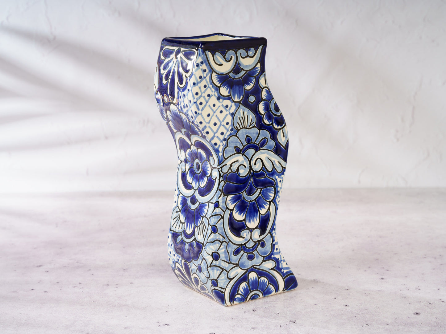 Zig Zag Vase - Cobalt-White