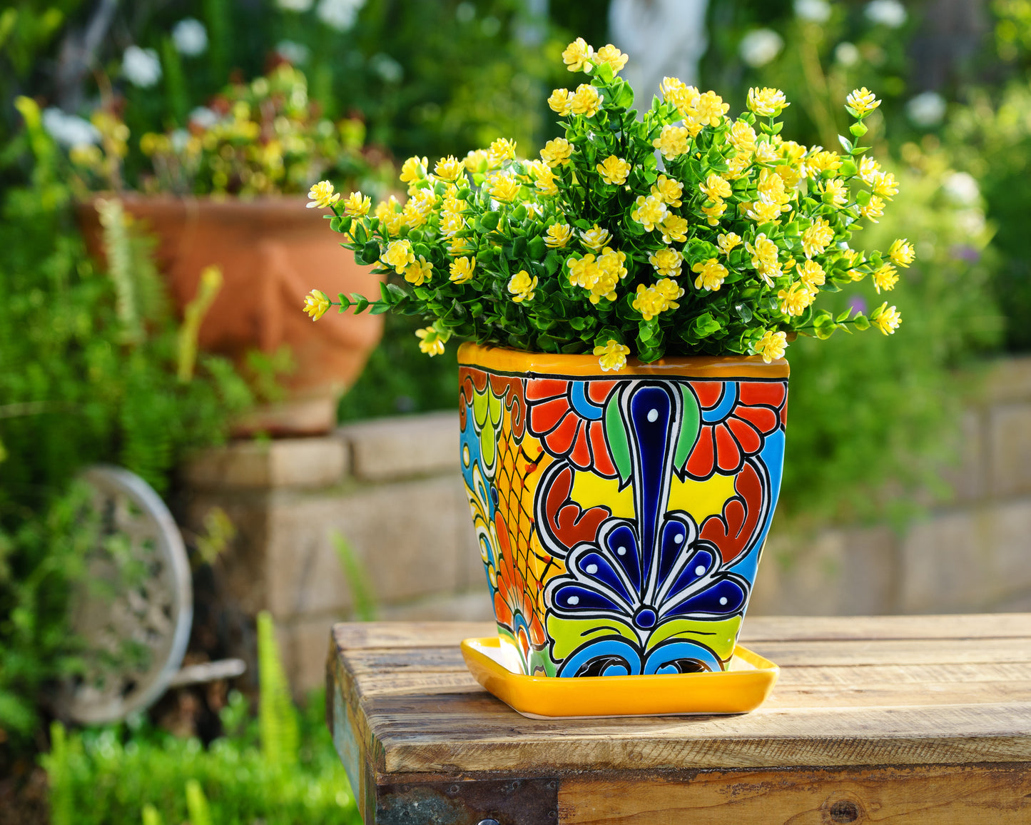 Tall Taper Planter w Saucer - Marigold