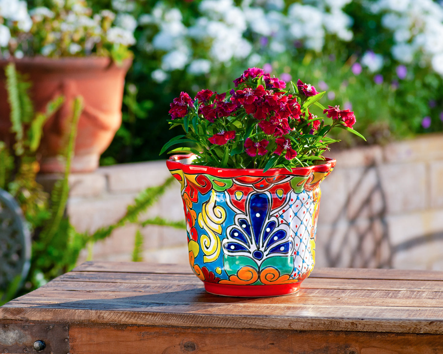 Scalloped Planter - Medium - Red