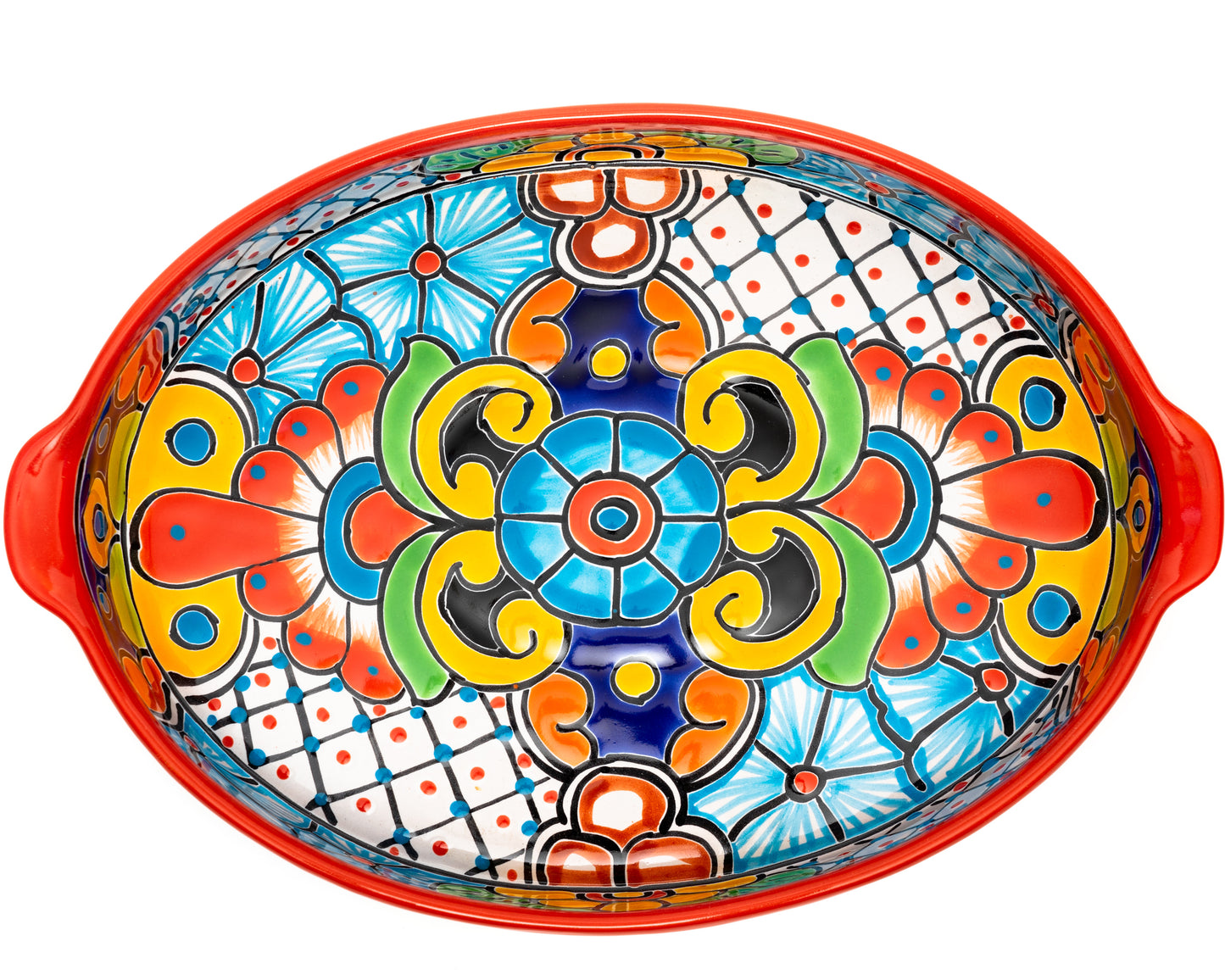 Oval Tray With Handles - Large - Red