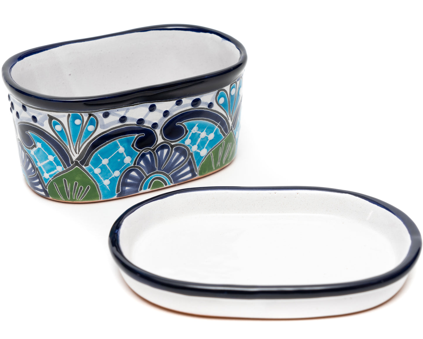 Oval Mini Planter (2PC) - Turquoise-White