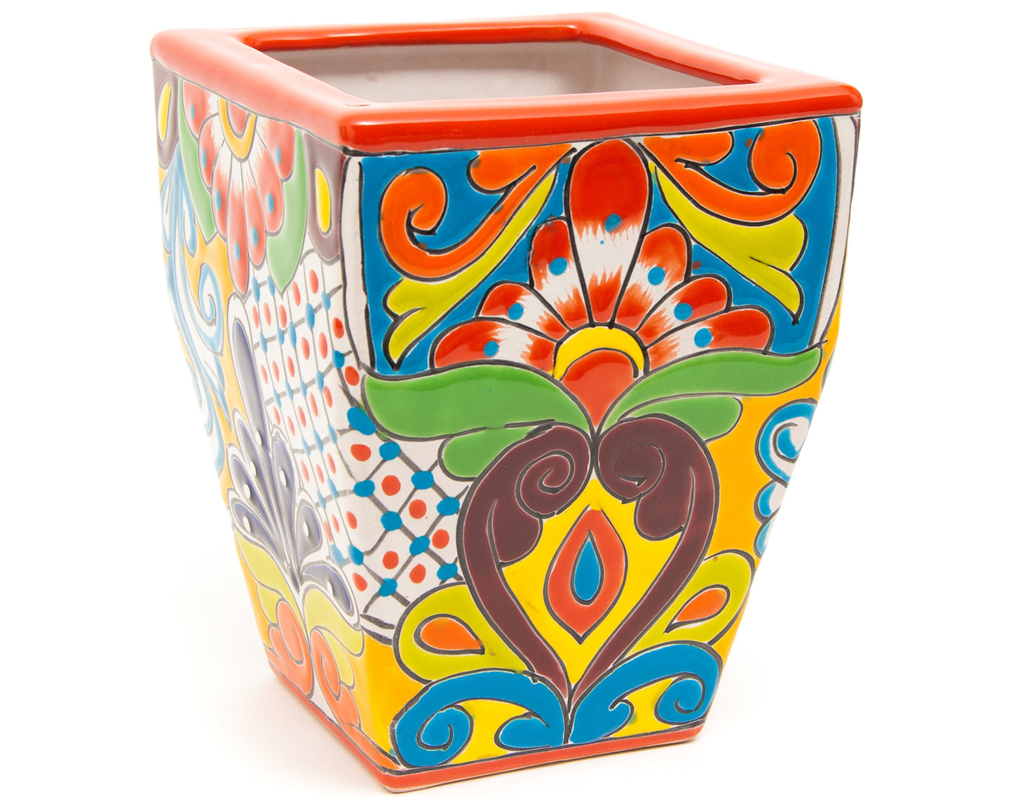 Tall Taper Planter w Saucer - Red