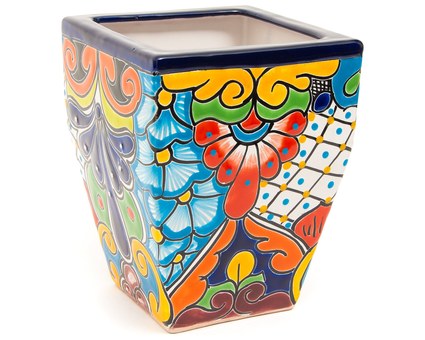 Tall Taper Planter w Saucer - Cobalt