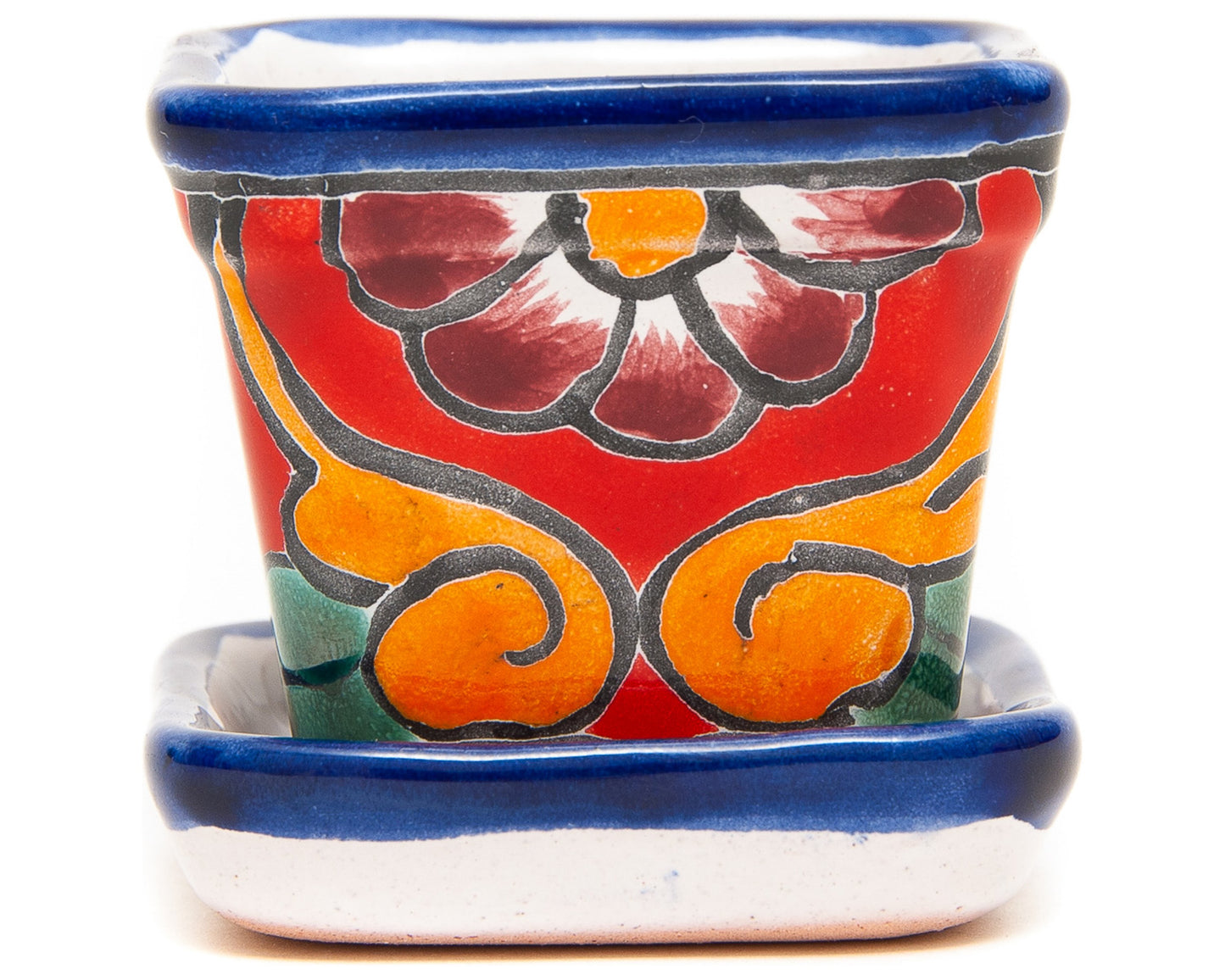 Micro Planter Pot w/ Saucer - Red