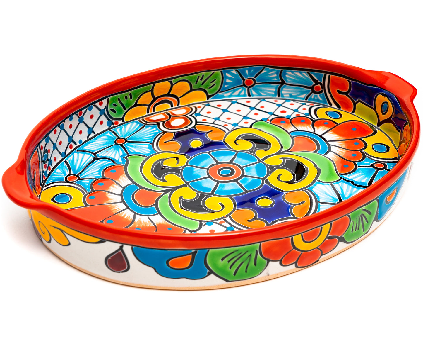 Oval Tray With Handles - Large - Red