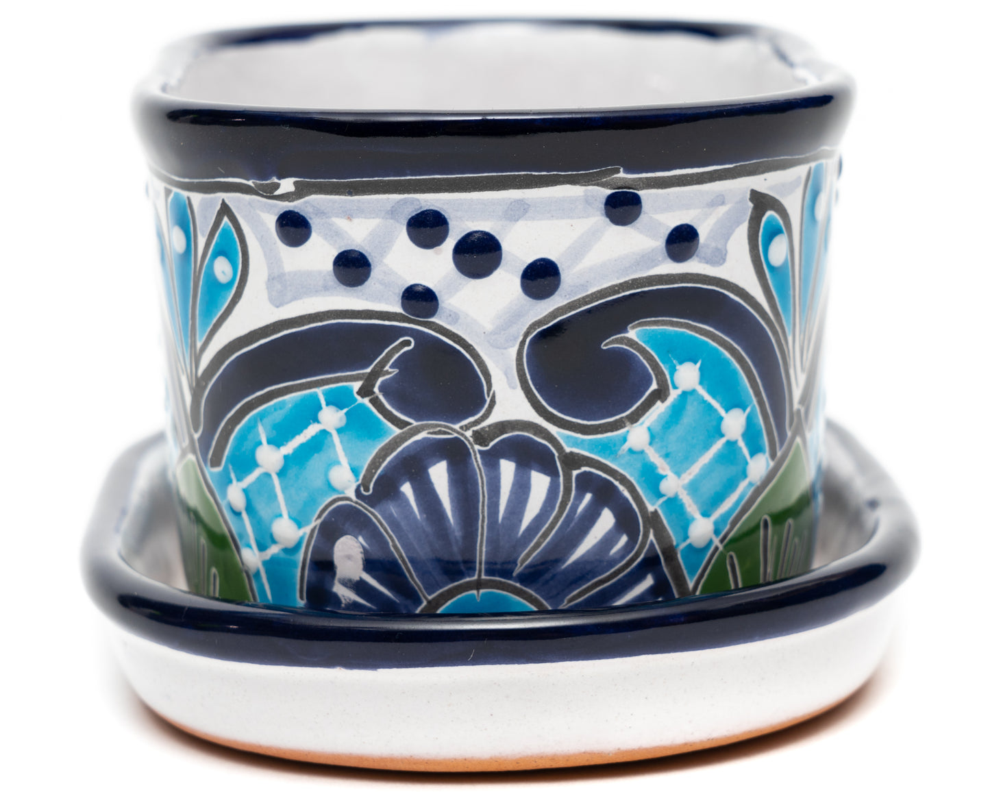Oval Mini Planter (2PC) - Turquoise-White