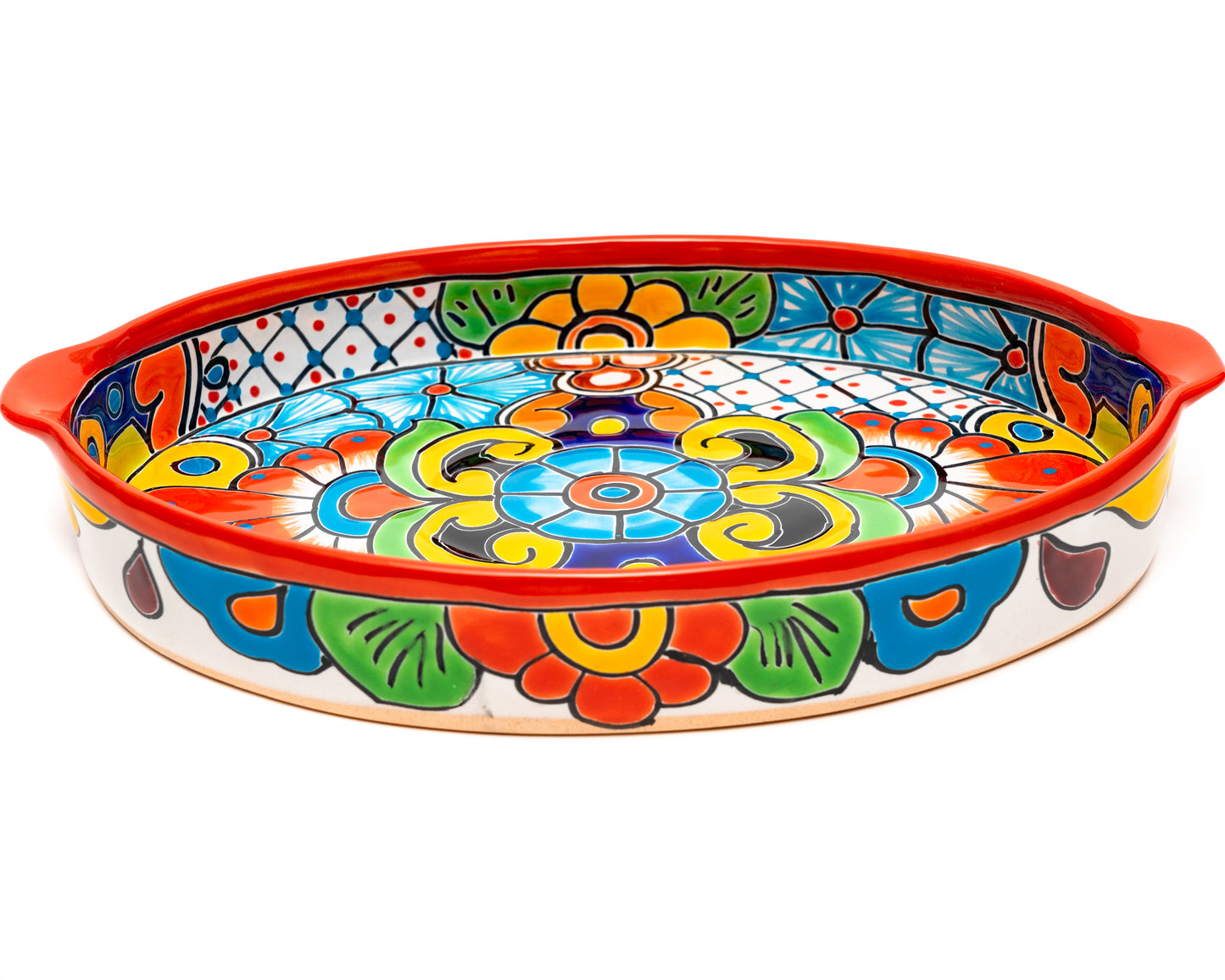 Oval Tray With Handles - Large - Red