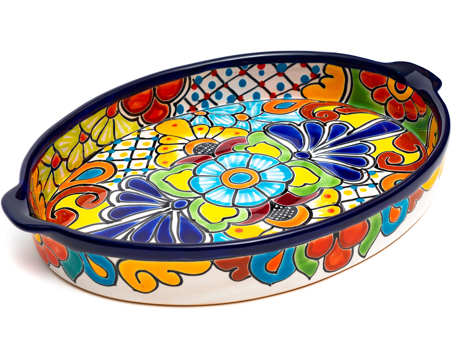 Oval Tray With Handles - Large - Cobalt