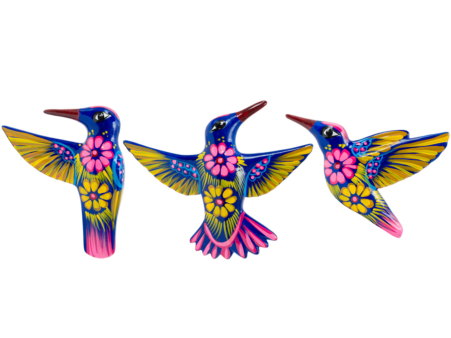 Set Of 3 Hummingbirds Wall Art Cobalt