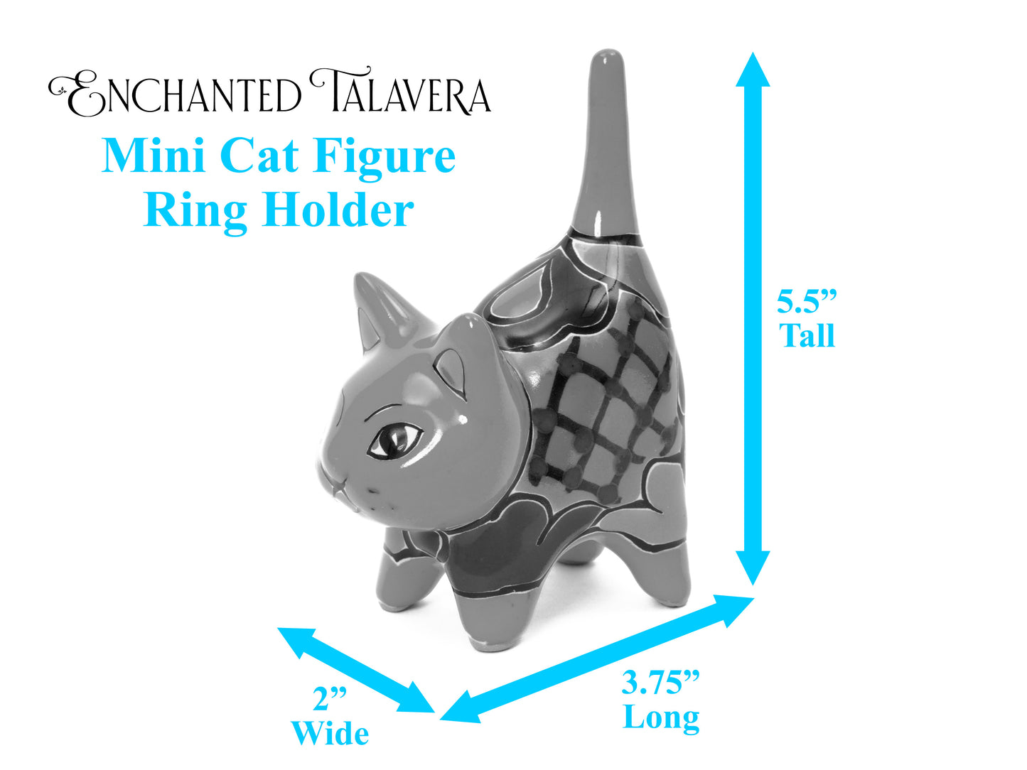 Cat Mini Figurine Ring Holder - Cobalt