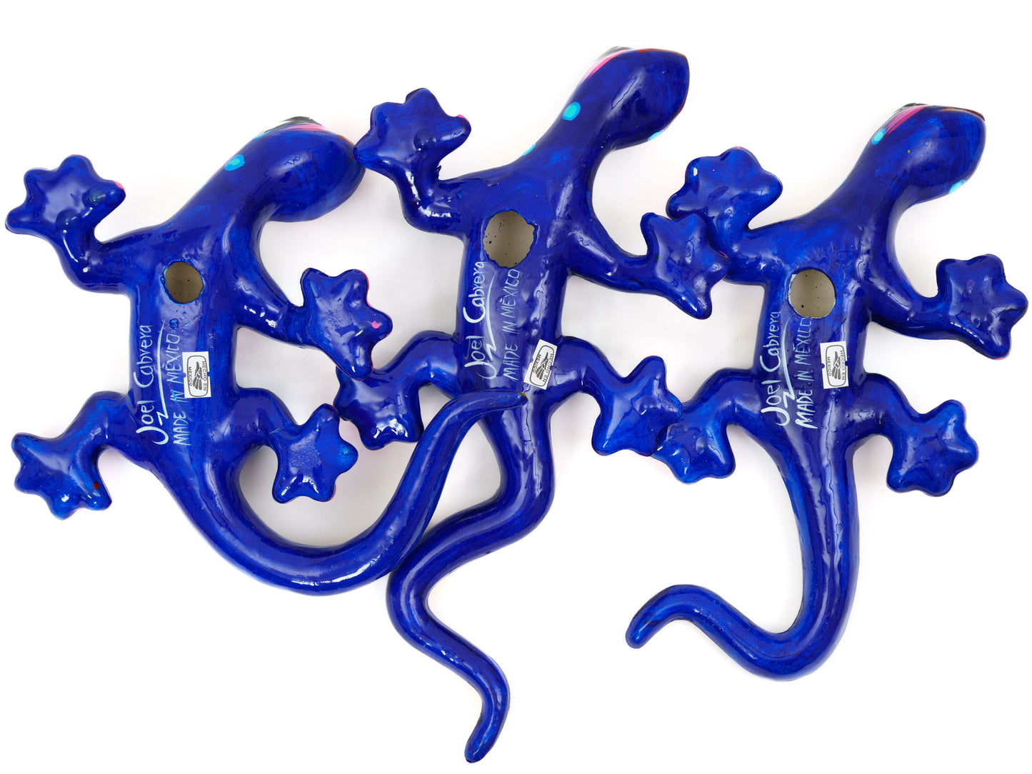 Set Of 3 Medium Climbing Geckos Wall Art Set Cobalt