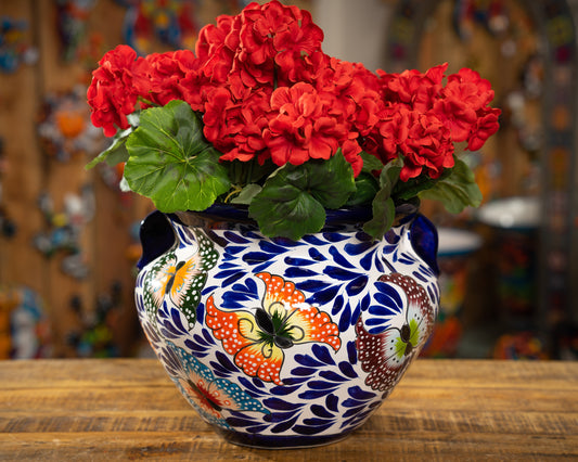 Michoacana Planter - Medium - Butterfly Cobalt Trim