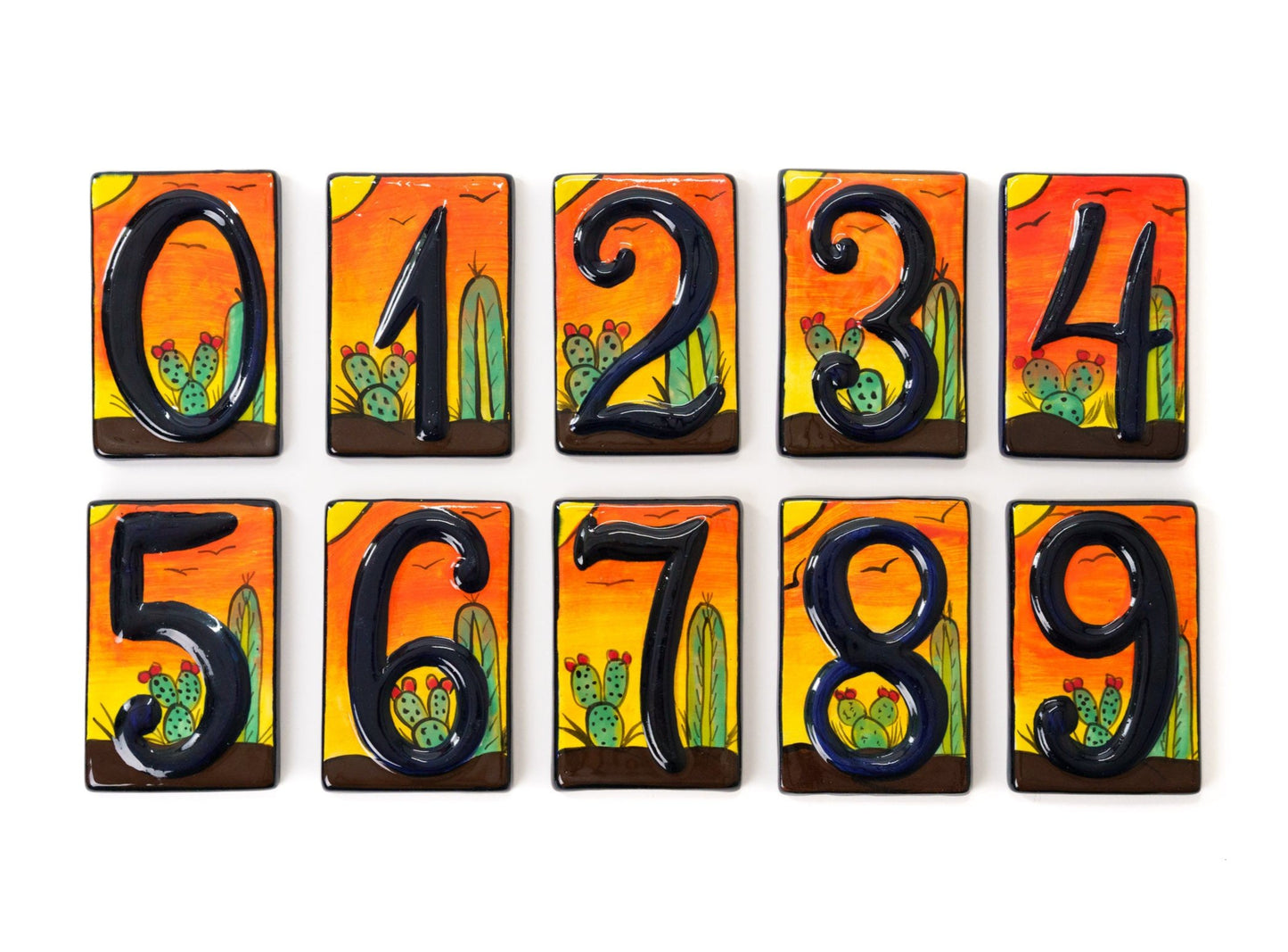 NEW! Talavera Address Number Tiles - Desert Cactus Raised Numbers