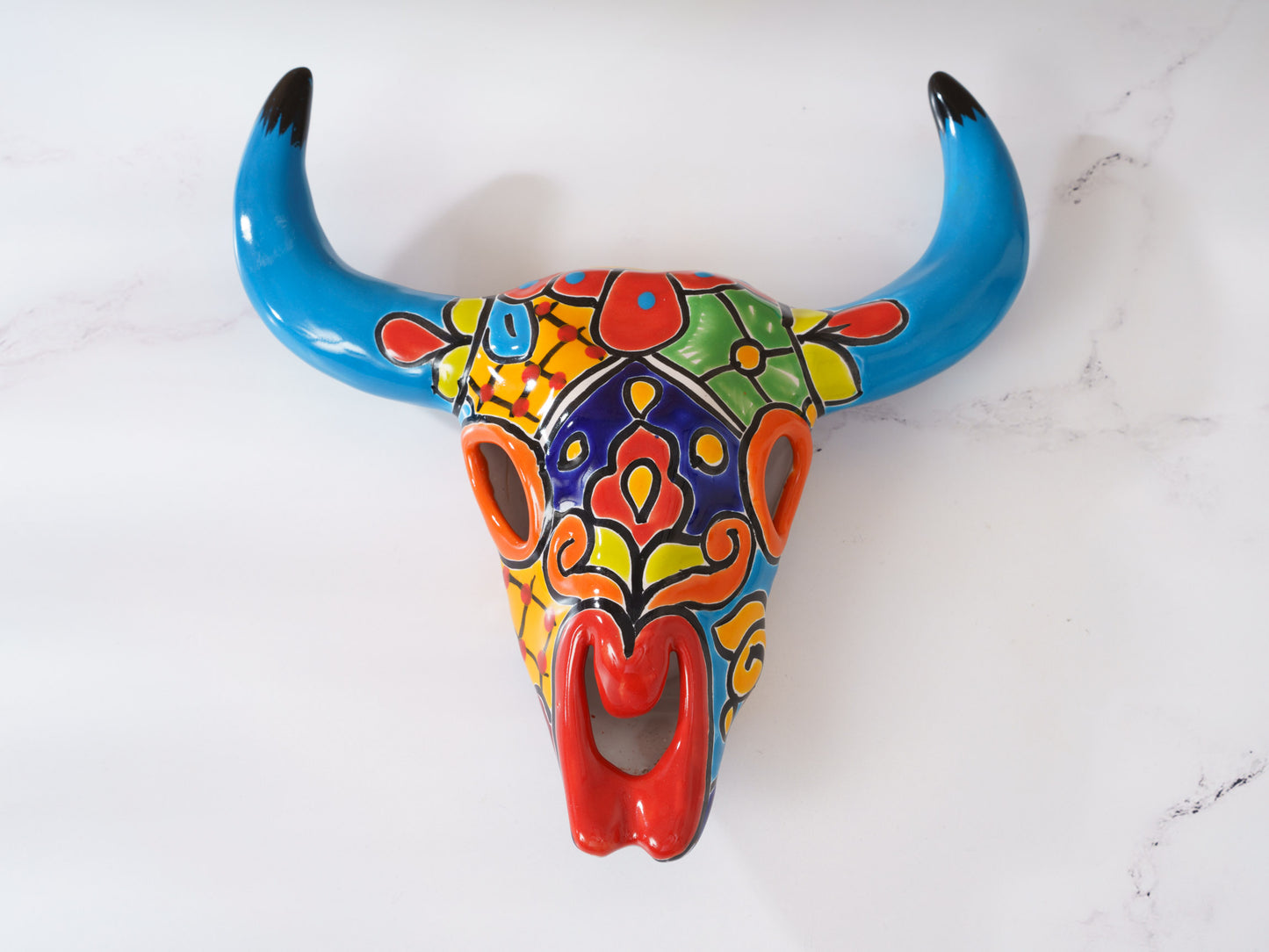 Bull Skull - Wall Art - Medium - Turquoise Horns