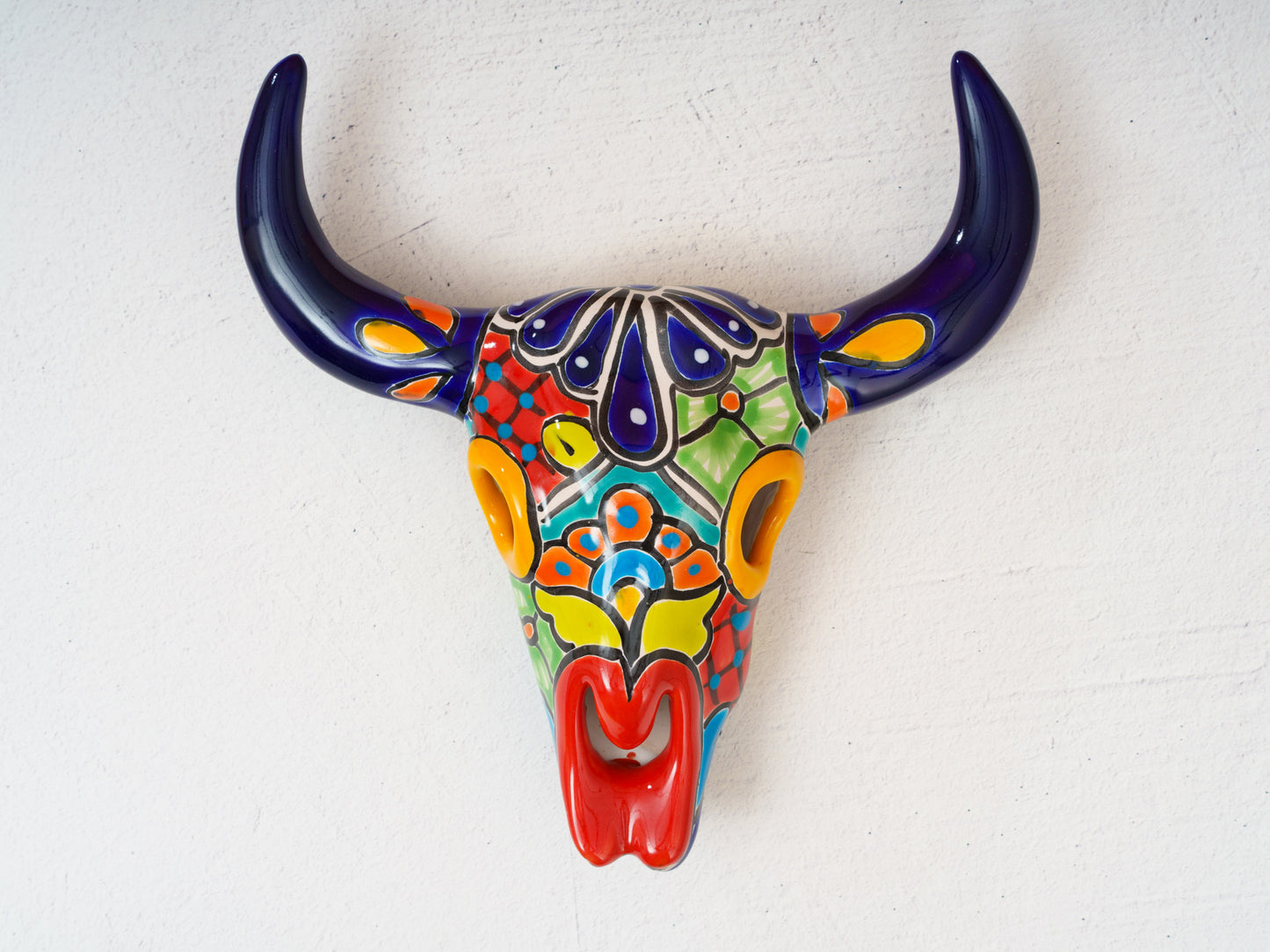 Bull Skull - Wall Art - Medium - Cobalt Horns