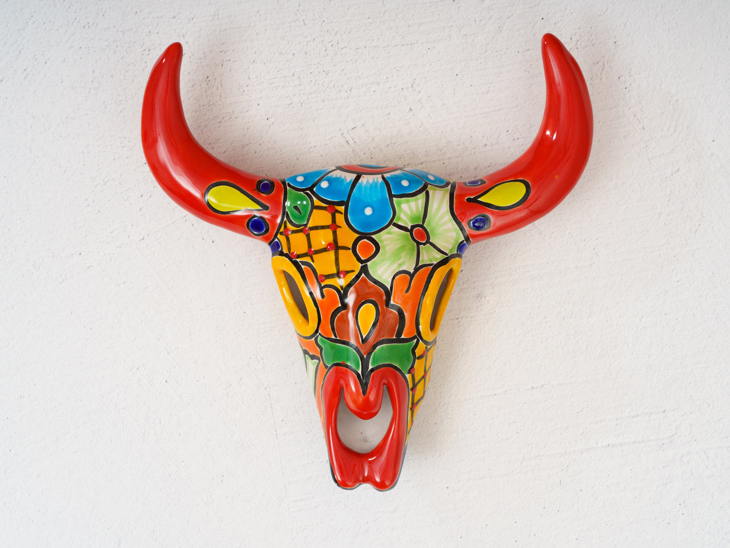 Bull Skull - Wall Art - Medium - Red Horns