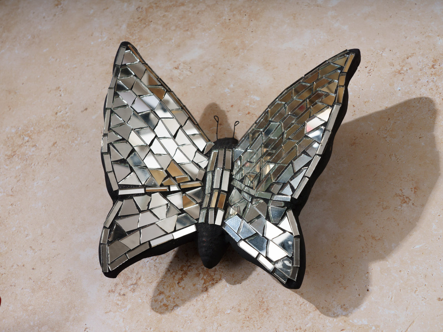 Mosaic Butterfly Wall Art Silver - Black - Multiple Sizes