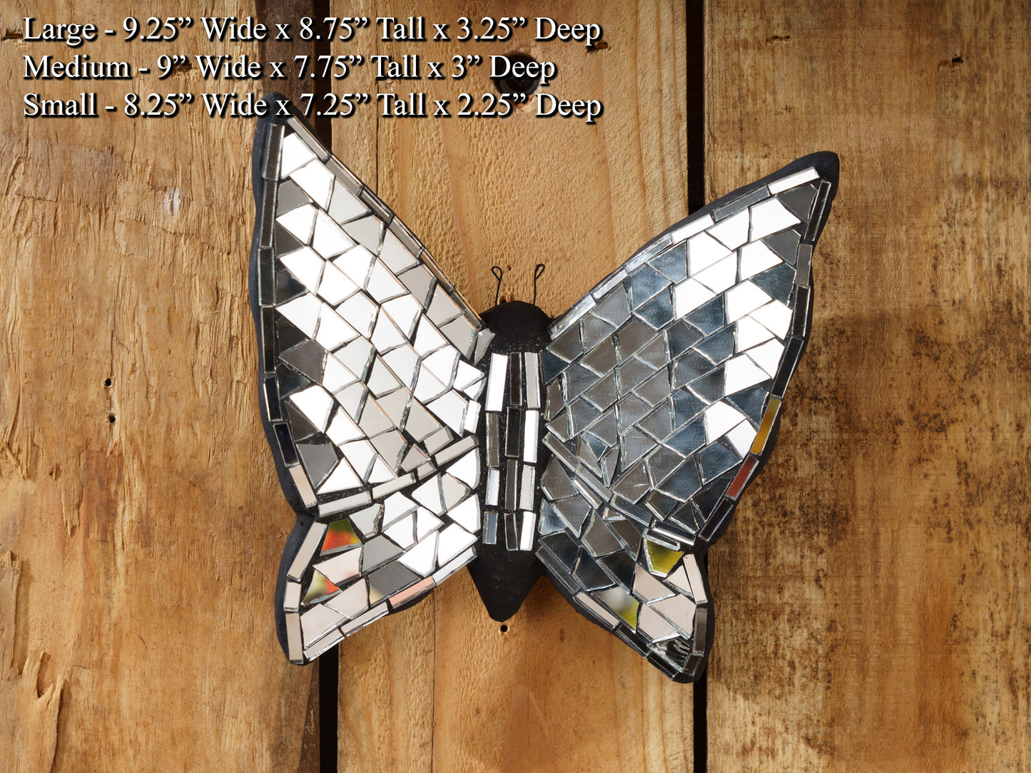 Mosaic Butterfly Wall Art Silver - Black - Multiple Sizes