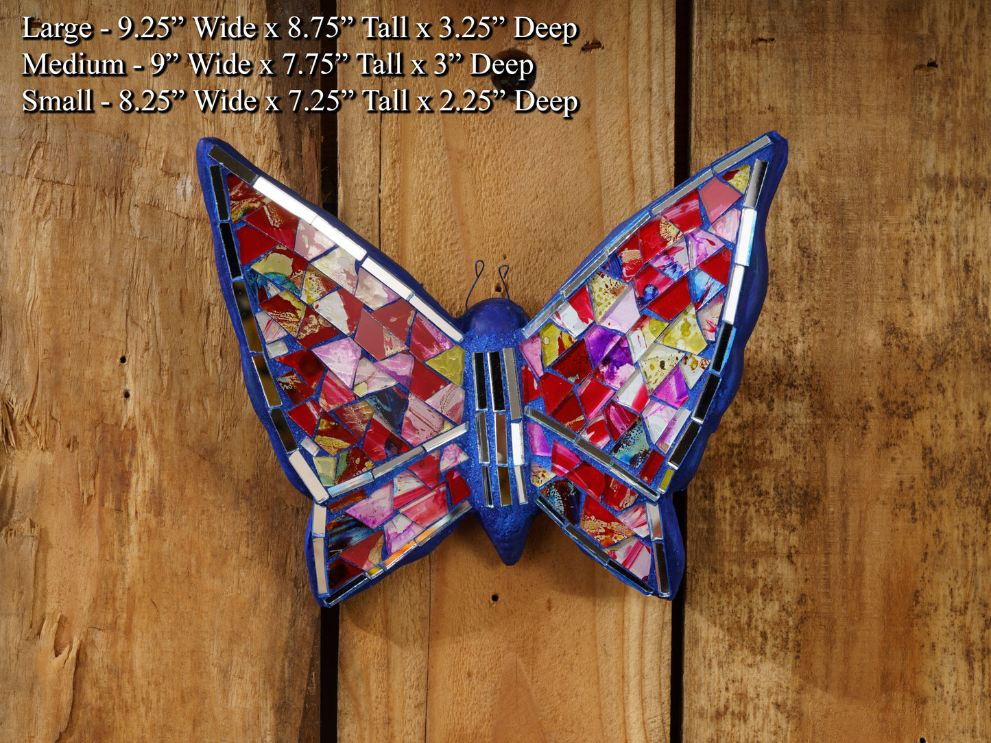 Mosaic Butterfly Wall Art - Multi-Color Blue - Multiple Sizes