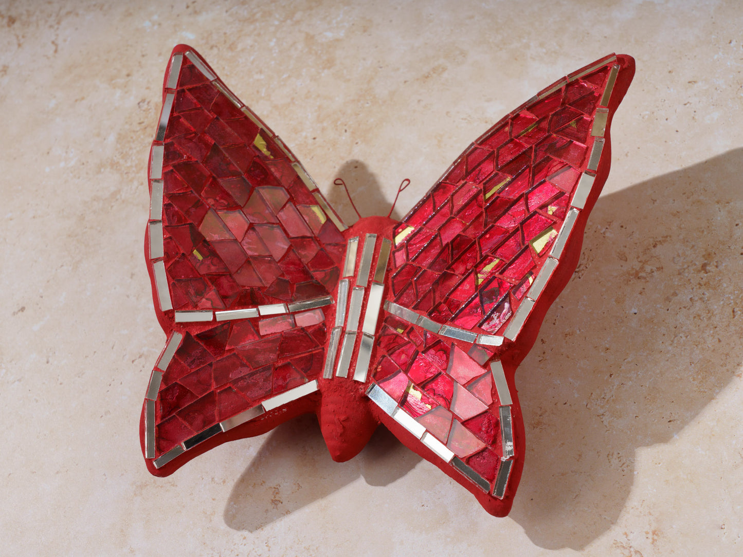 Mosaic Butterfly Wall Art - Red - Multiple Sizes