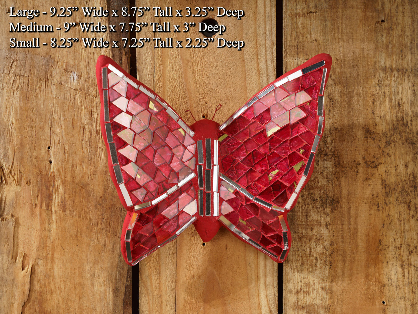 Mosaic Butterfly Wall Art - Red - Multiple Sizes