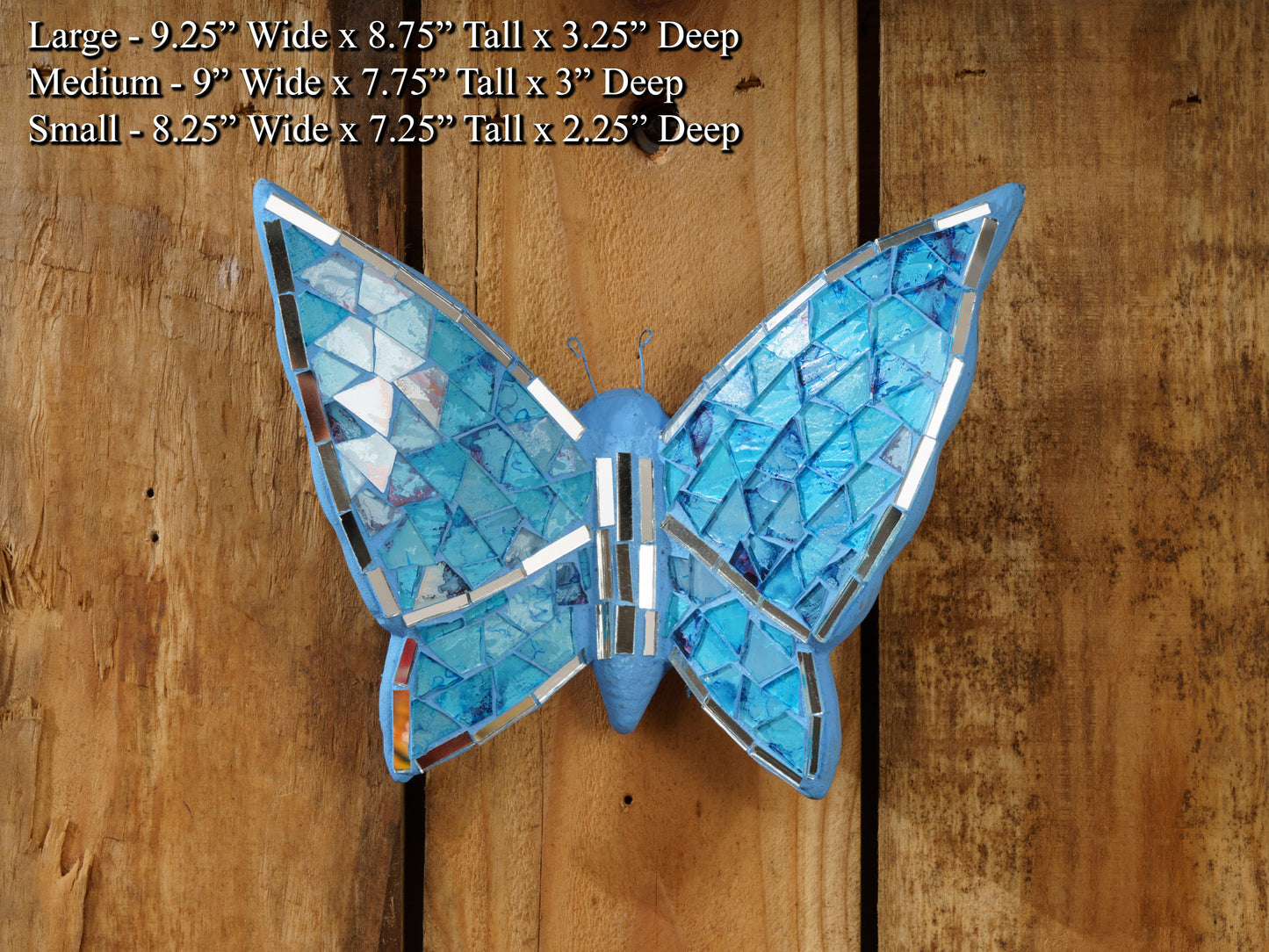 Mosaic Butterfly Wall Art - Turquoise - Multiple Sizes