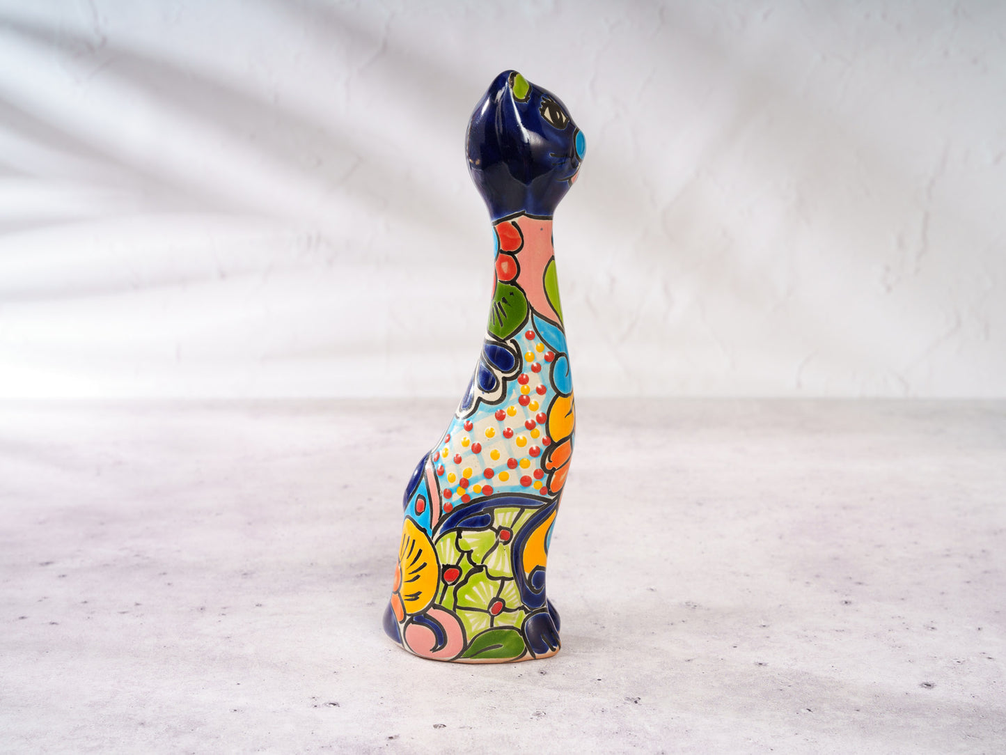 Cat Long Neck Figure - Cobalt