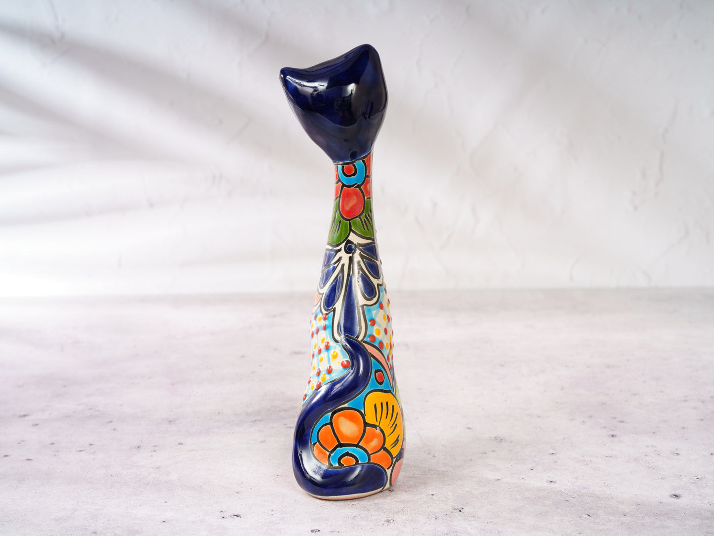 Cat Long Neck Figure - Cobalt