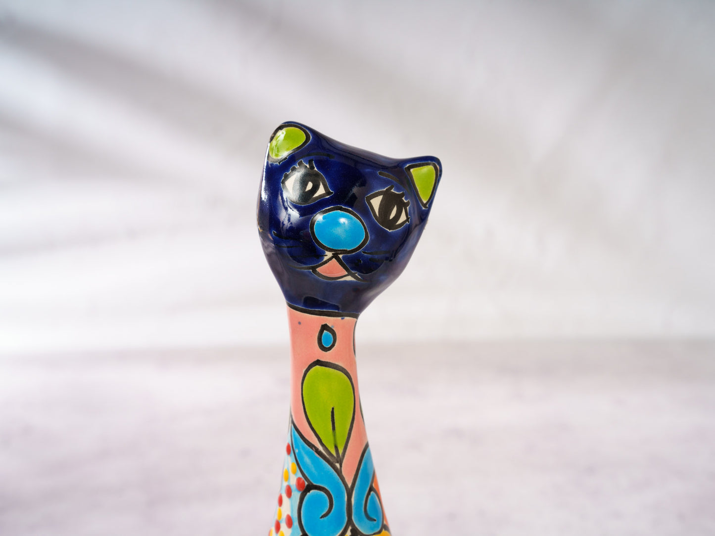 Cat Long Neck Figure - Cobalt