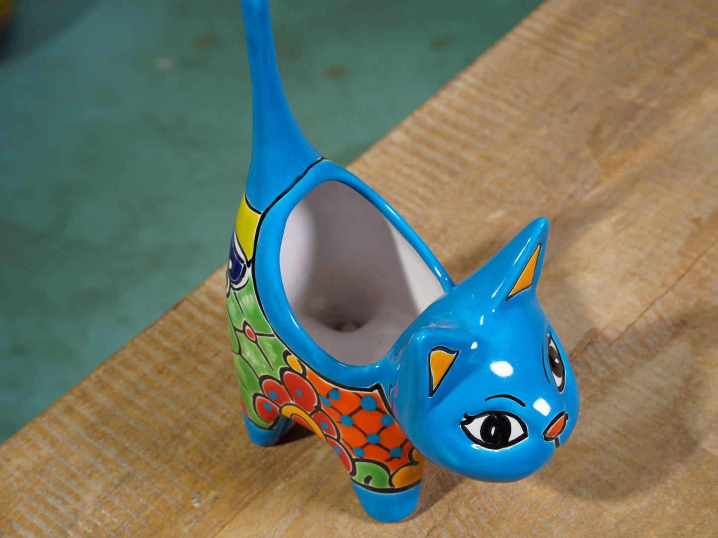 Cat Planter Medium Turquoise