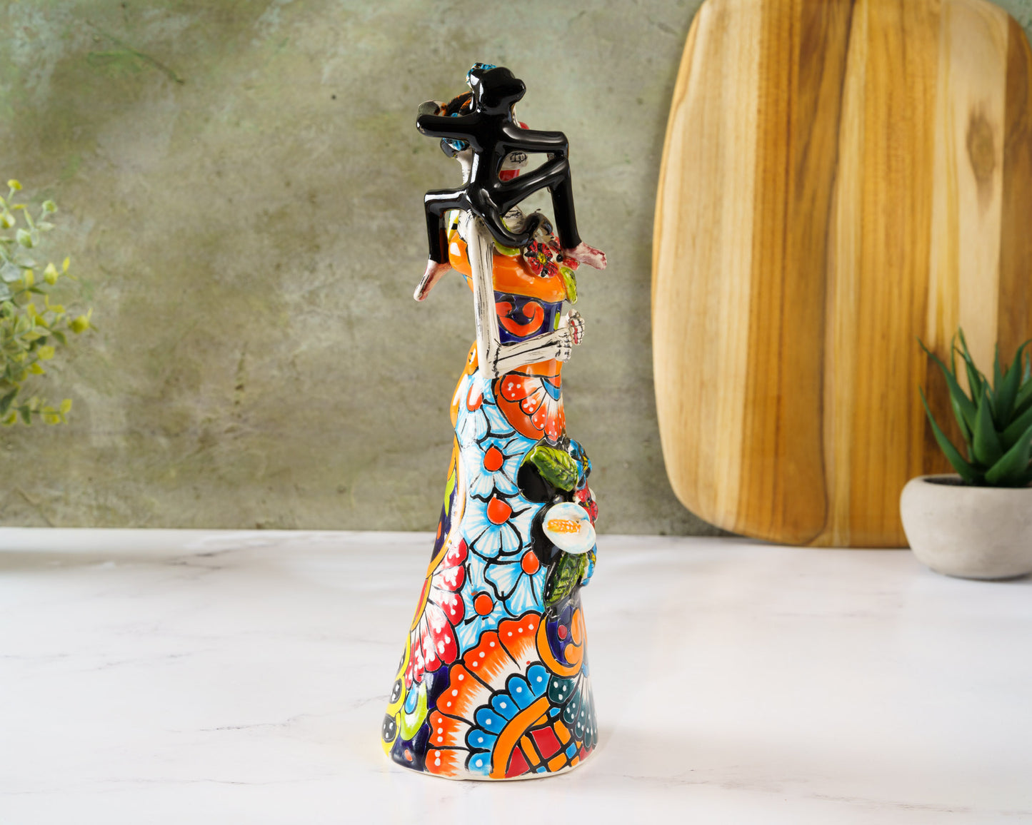 Rare Premium Quality Catrina Frida w Monkey and Parrot Figurine