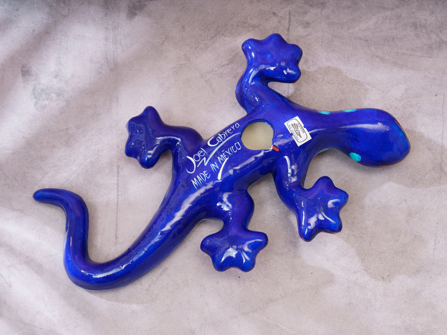 Medium Floral Gecko Wall Art Cobalt