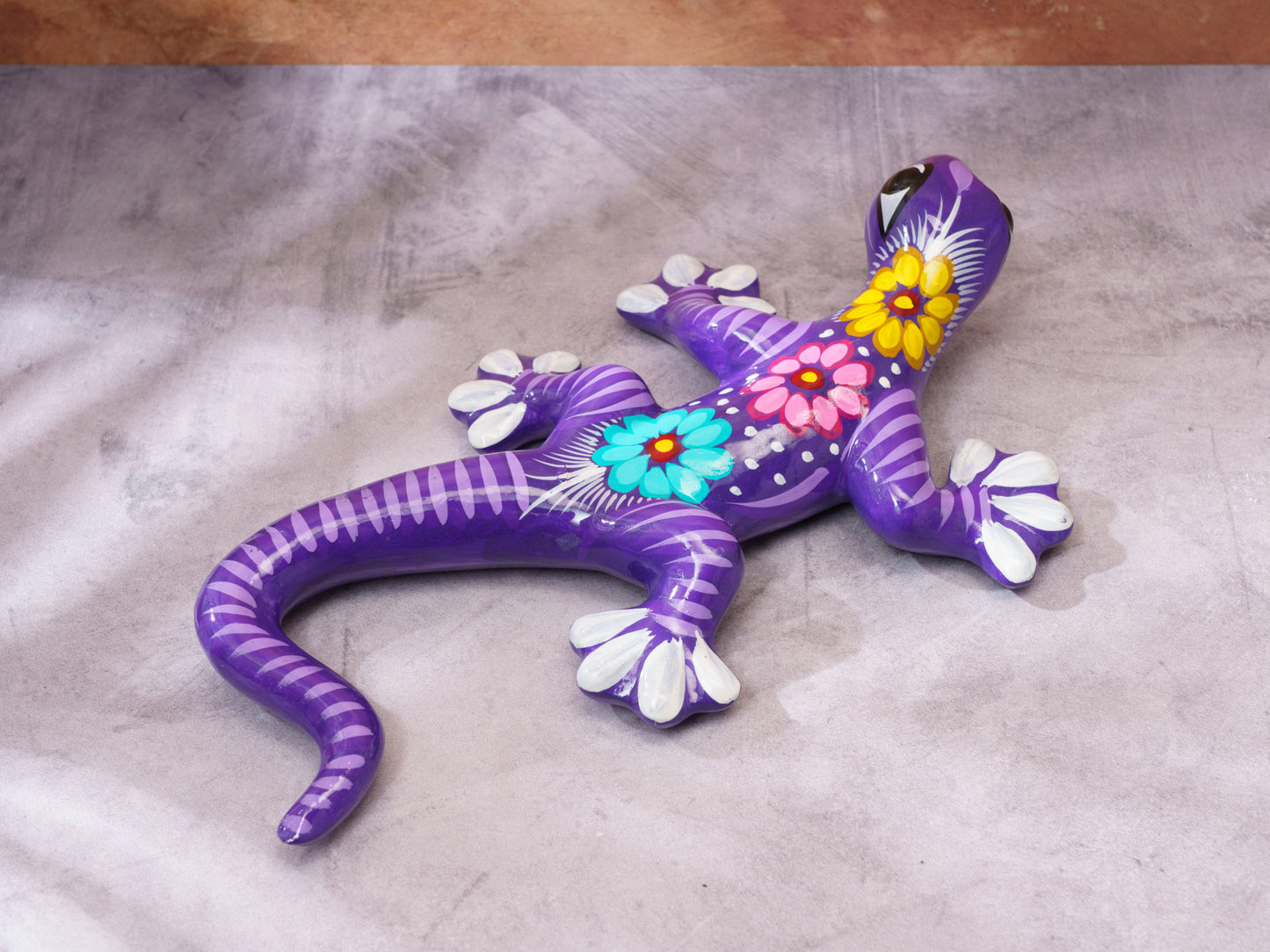 Medium Floral Gecko Wall Art Purple