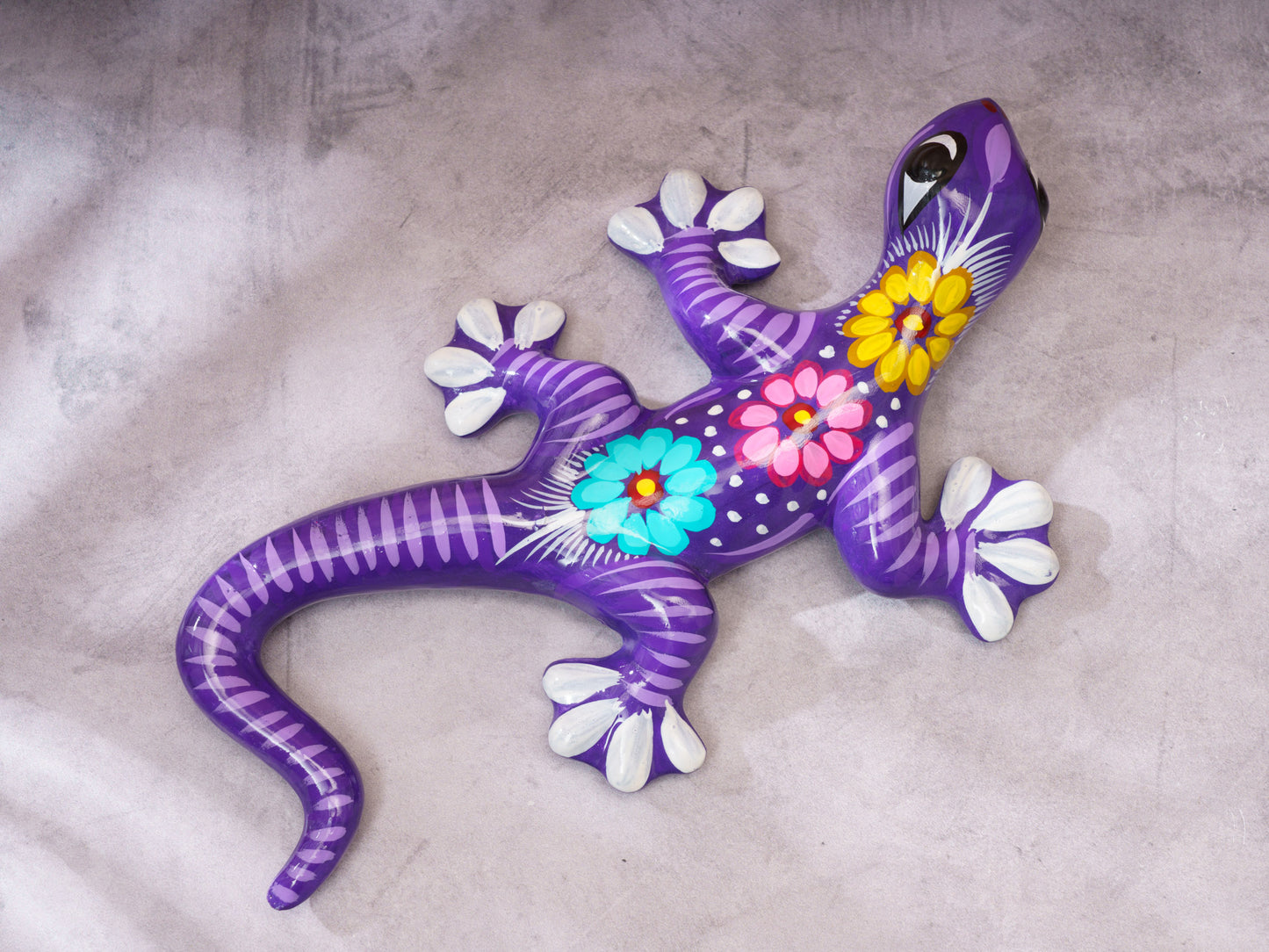 Medium Floral Gecko Wall Art Purple