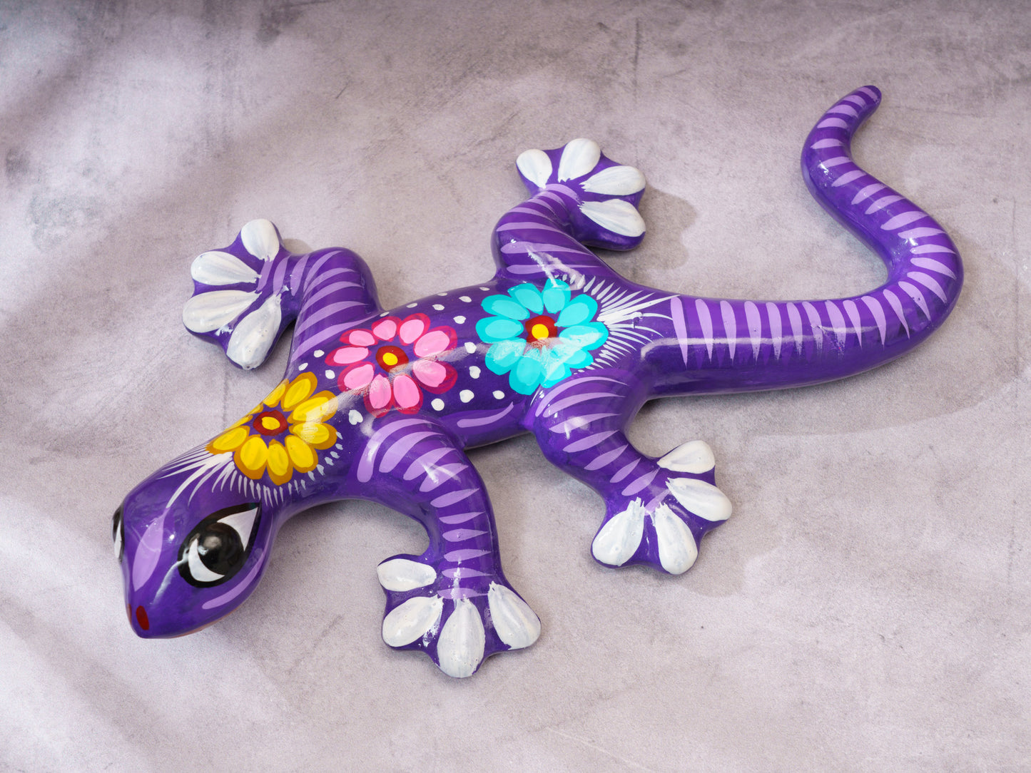 Medium Floral Gecko Wall Art Purple