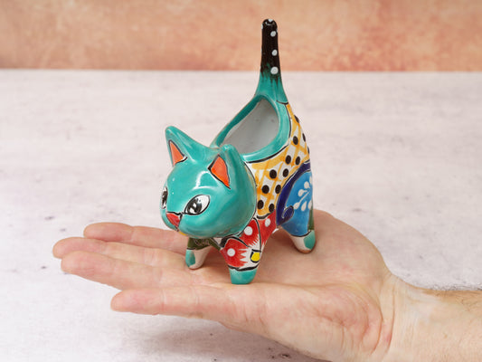 Mini Cat Succulent Planter Teal