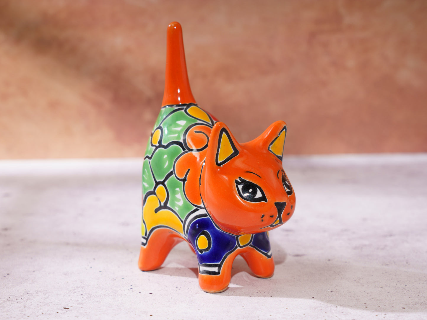 Cat Mini Figurine Ring Holder - Orange