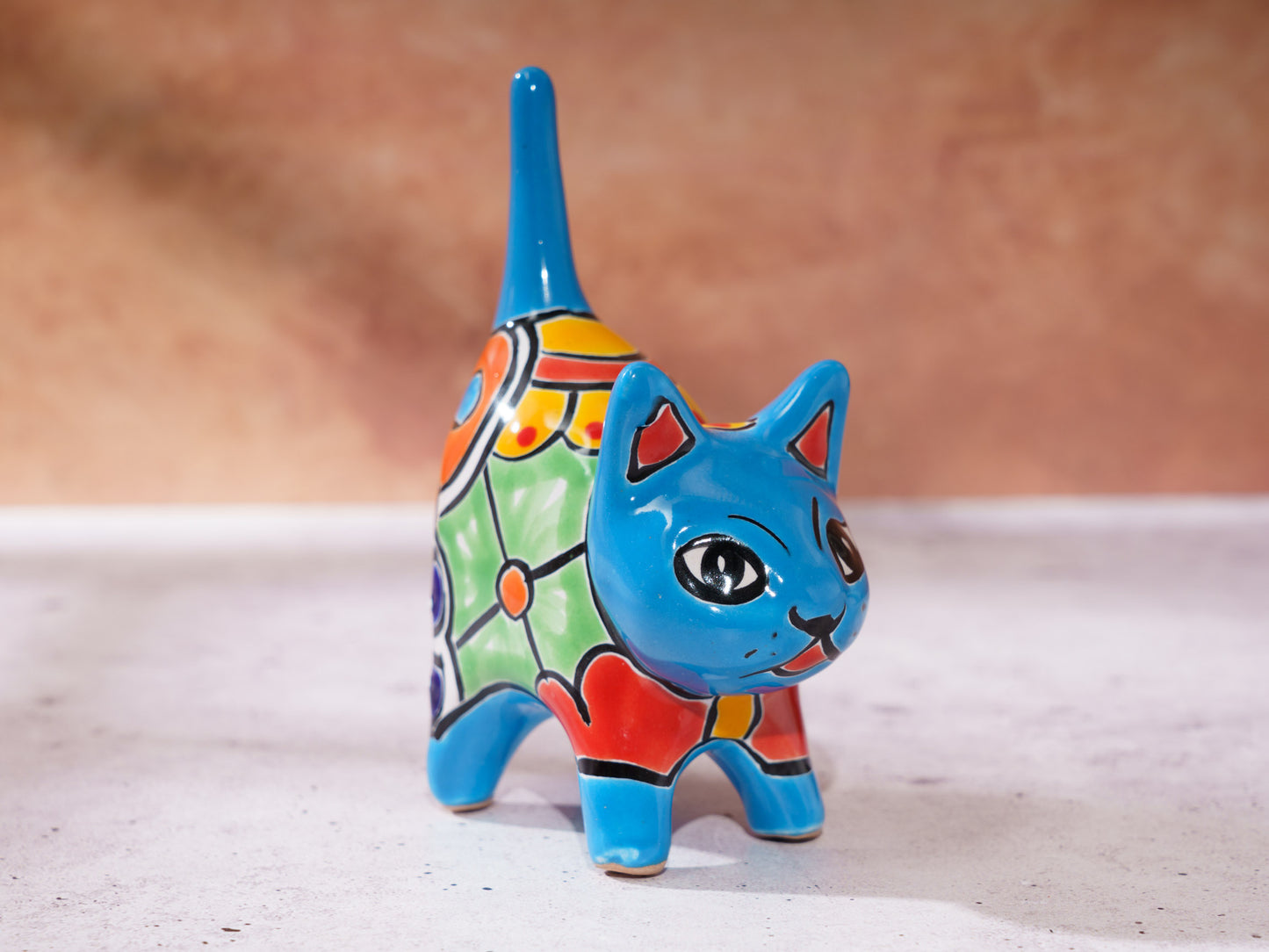 Cat Mini Figurine Ring Holder - Turquoise