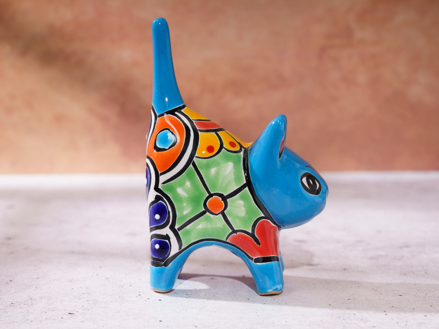 Cat Mini Figurine Ring Holder - Turquoise