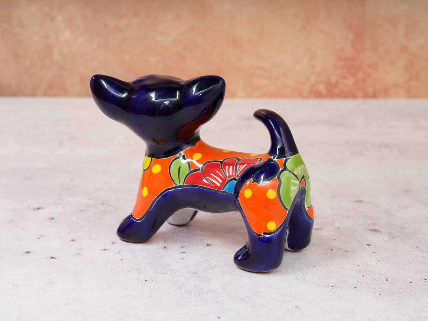 Chihuahua Mini Dog Statue Figurine Cobalt Orange