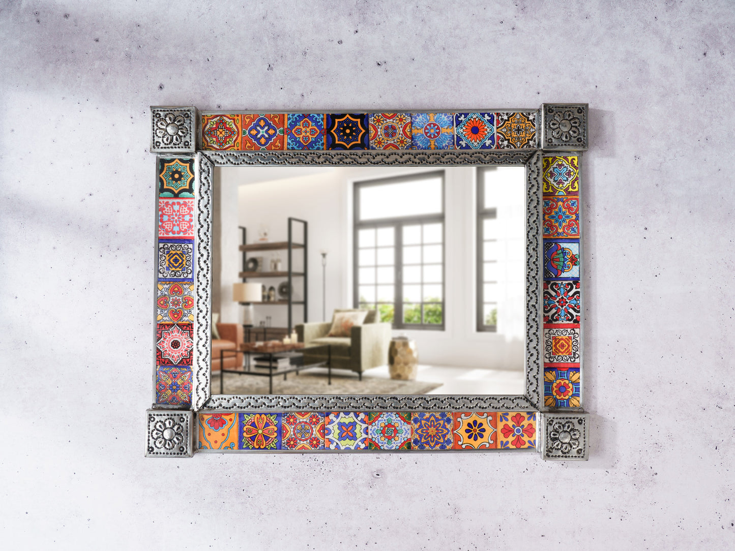 Talavera Tiles Metal Mirror Medium