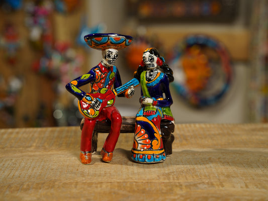 Premium Quality Serenade Catrina Couple & Bench Dia De Los Muertos Mini