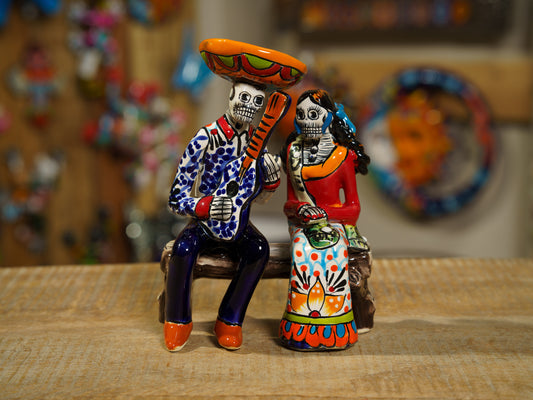 Premium Quality Serenade Catrina Couple & Bench Dia De Los Muertos Mini