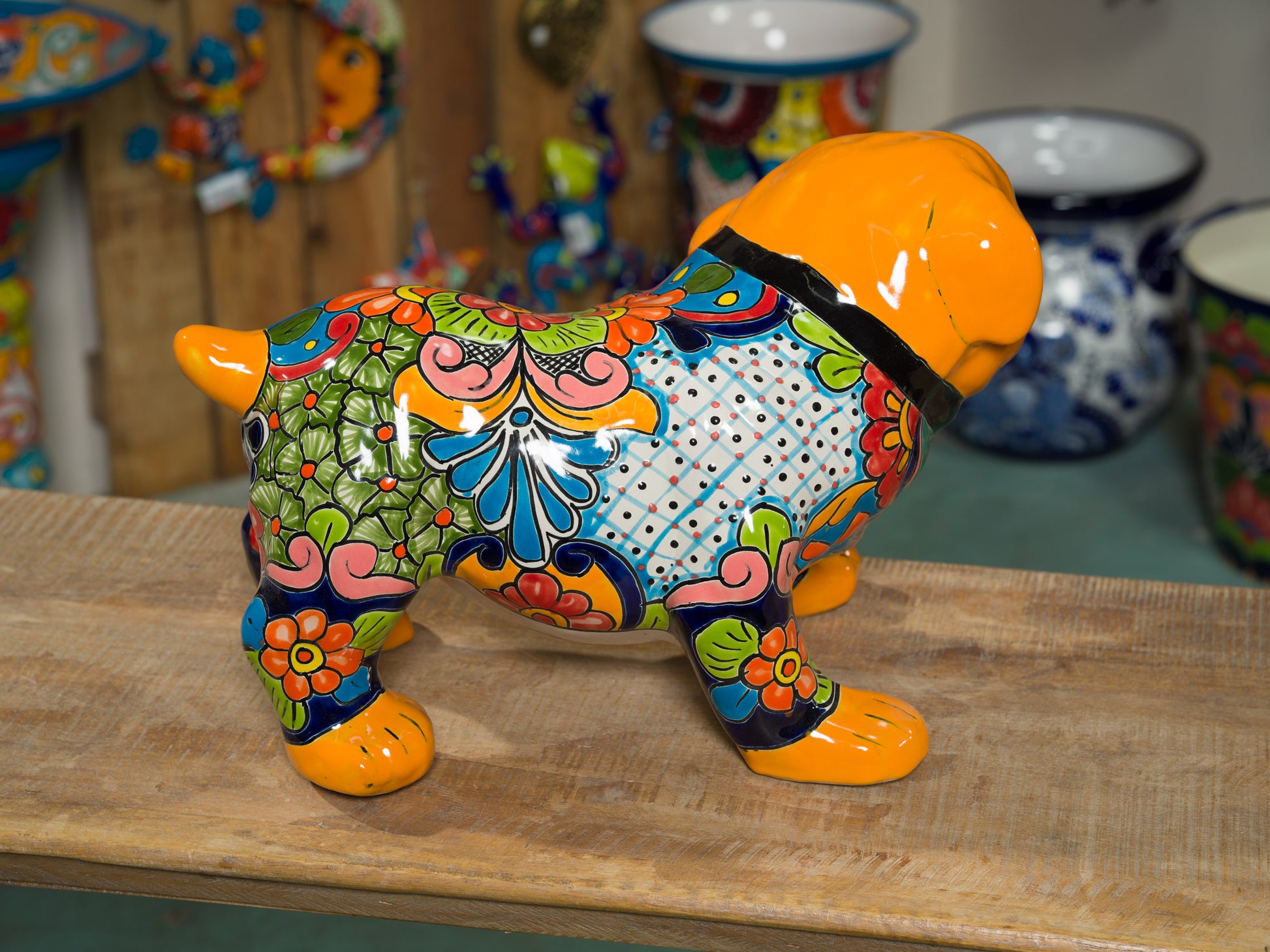 Talavera Peeing Chihuahua Puppy Dog Statue - Cobalt – Enchanted Talavera