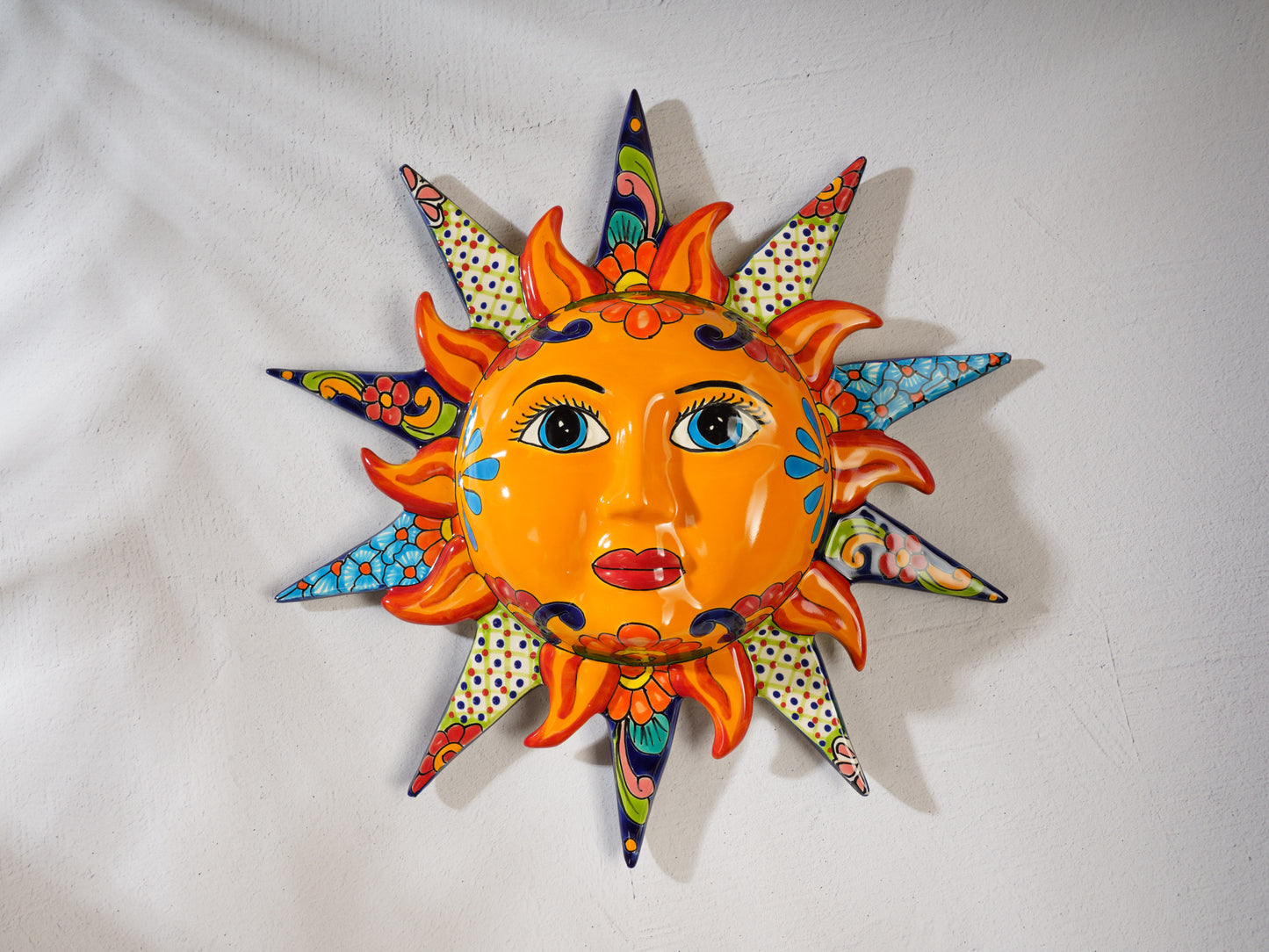 Large "Starburst" Talavera Sun - Multi-Color Orange - Wall Art