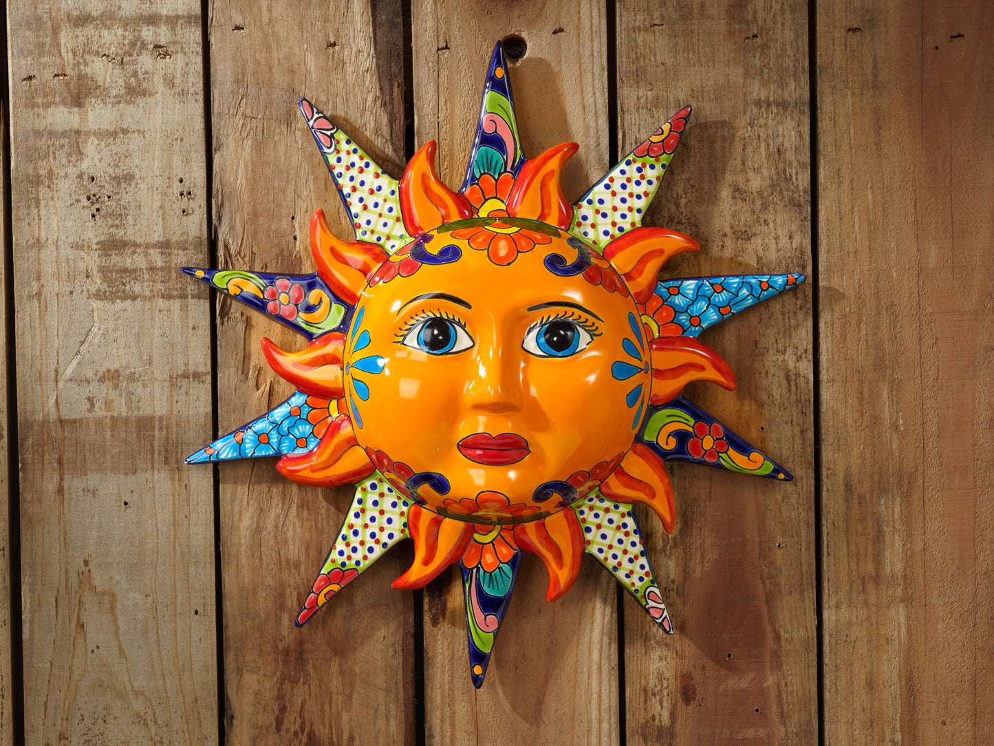 Large "Starburst" Talavera Sun - Multi-Color Orange - Wall Art