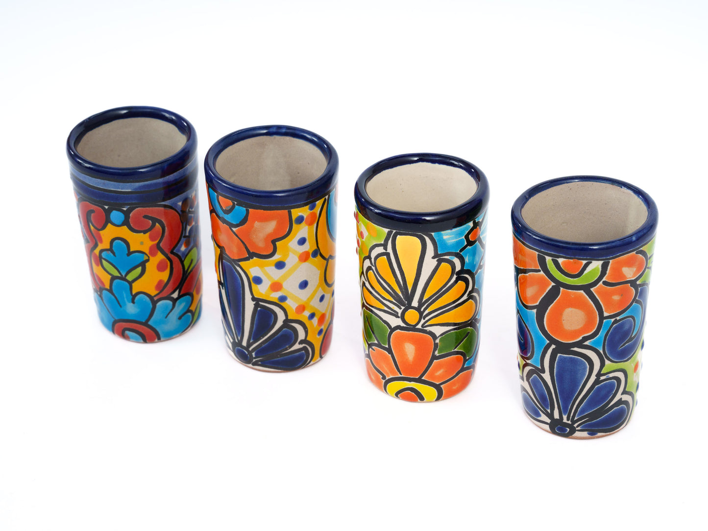 Talavera Shot Glass Set (4PC) Cobalt Trim